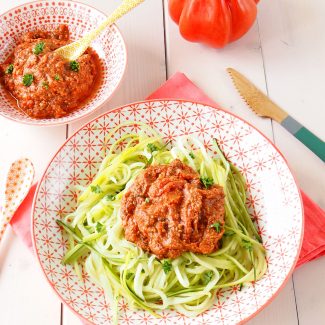 spaghetti de courgette et bolognaise vegan